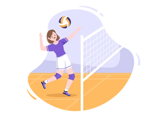 Mädchen spielt Volleyball  Illustration