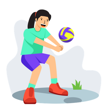 Mädchen spielt Volleyball  Illustration