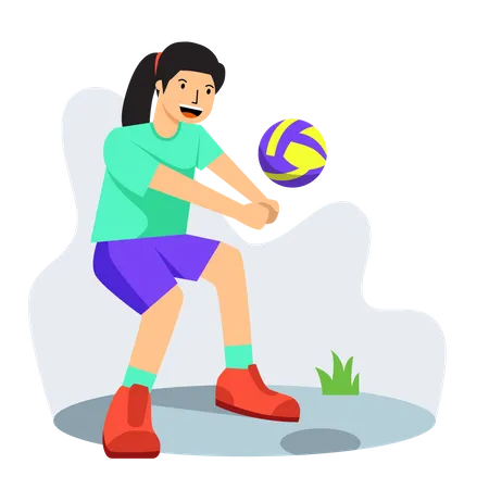 Mädchen spielt Volleyball  Illustration