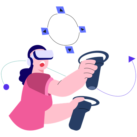 Mädchen spielt VR-Gaming  Illustration