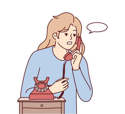 Mädchen am Telefon  Illustration