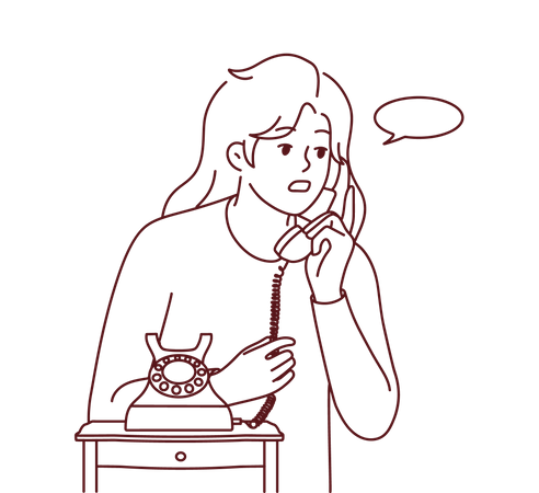 Mädchen am Telefon  Illustration