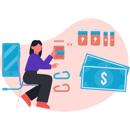 Mädchen spricht über Notfalltabletten  Illustration