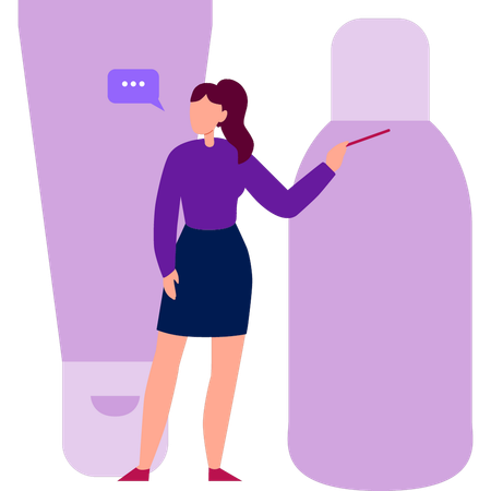 Mädchen spricht über Sprühflasche  Illustration