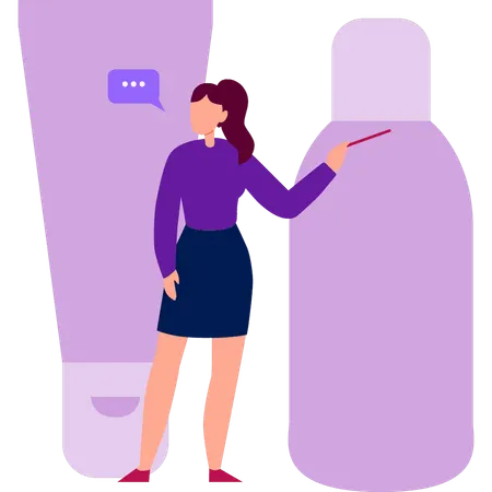 Mädchen spricht über Sprühflasche  Illustration