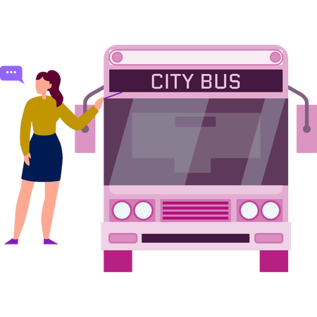 Mädchen spricht über Stadtbus  Illustration
