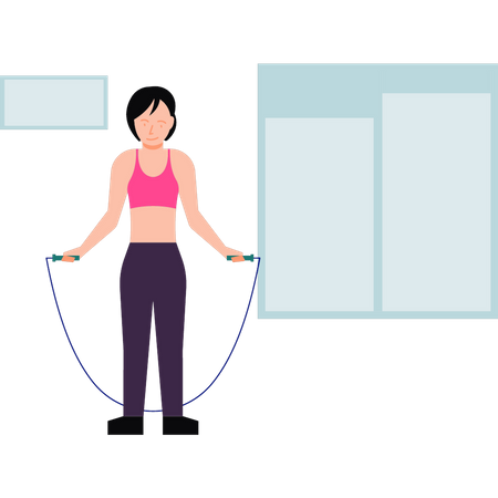 Mädchen springt Seil für Übung  Illustration