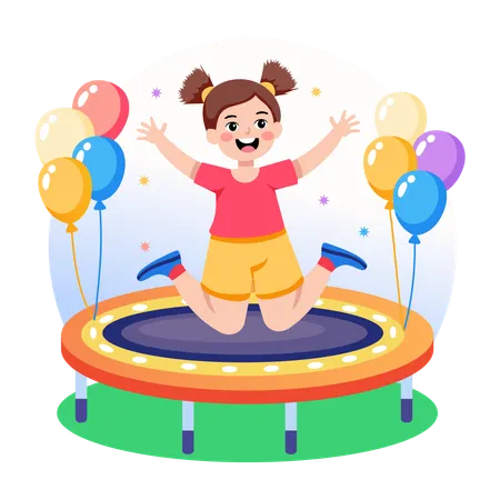 Mädchen springt auf Trampolin  Illustration