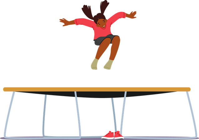 Mädchen springt auf Trampolin  Illustration