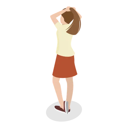 Mädchen steht bei Styling-Verfahren  Illustration