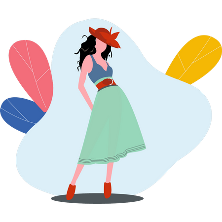 Mädchen steht in stylischer Pose  Illustration