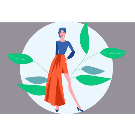 Mädchen steht in stylischer Pose  Illustration