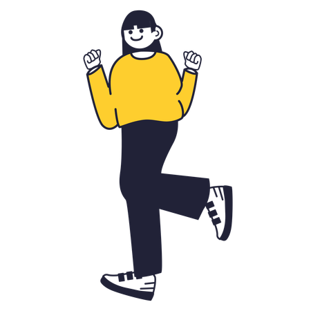 Mädchen steht in Tanzpose  Illustration