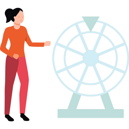 Mädchen steht neben Spinboard  Illustration