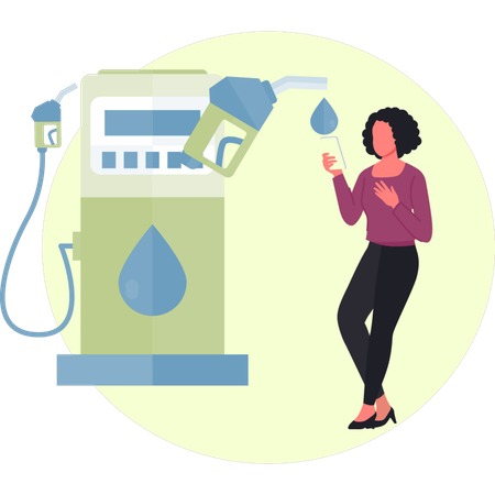 Mädchen steht in der Nähe der Patrouillenpumpe  Illustration