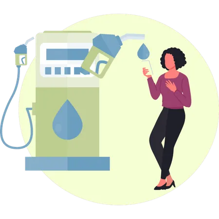 Mädchen steht in der Nähe der Patrouillenpumpe  Illustration