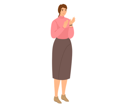 Mädchen steht und drückt Gefühle der Überraschung aus  Illustration