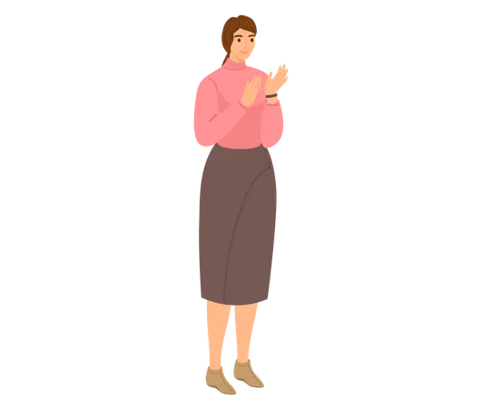 Mädchen steht und drückt Gefühle der Überraschung aus  Illustration