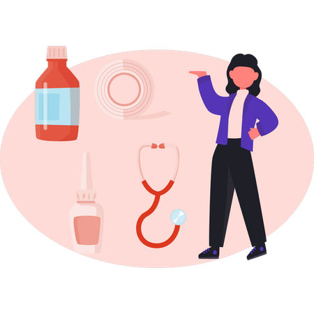 Mädchen präsentiert Notarztdienst  Illustration