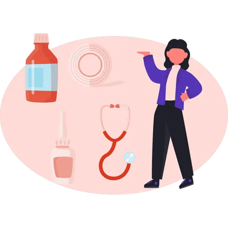 Mädchen präsentiert Notarztdienst  Illustration