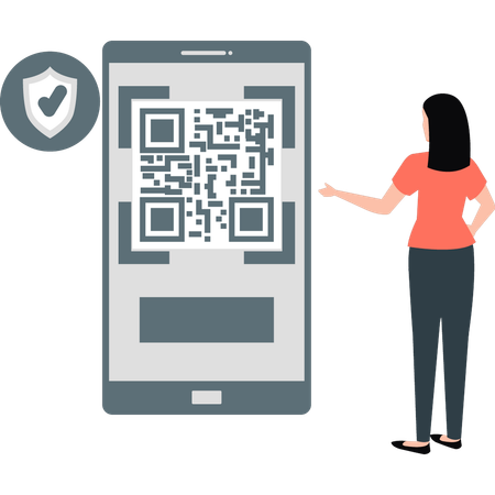 Mädchen stellt Scanleiste auf dem Handy vor  Illustration