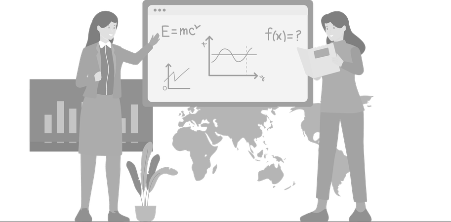 Mädchen studieren Mathematik  Illustration