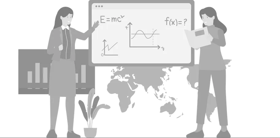 Mädchen studieren Mathematik  Illustration