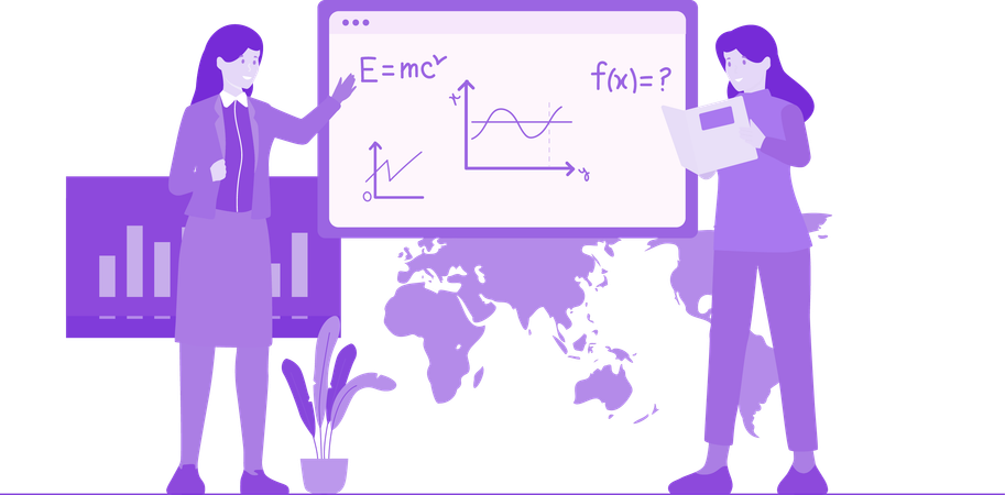 Mädchen studieren Mathematik  Illustration