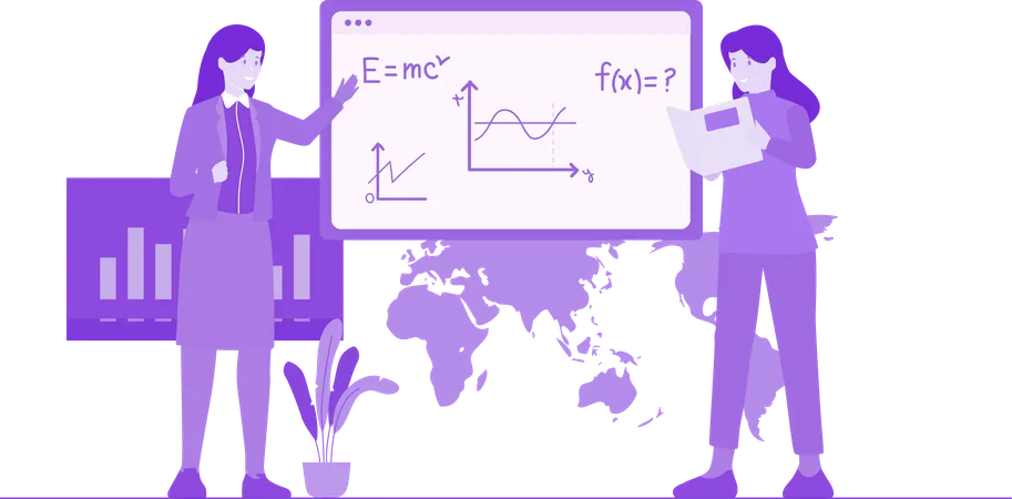 Mädchen studieren Mathematik  Illustration
