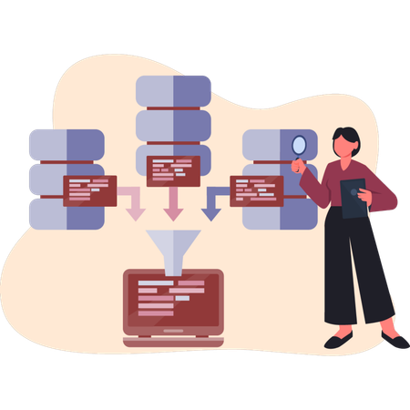 Mädchen sucht Transferdaten  Illustration