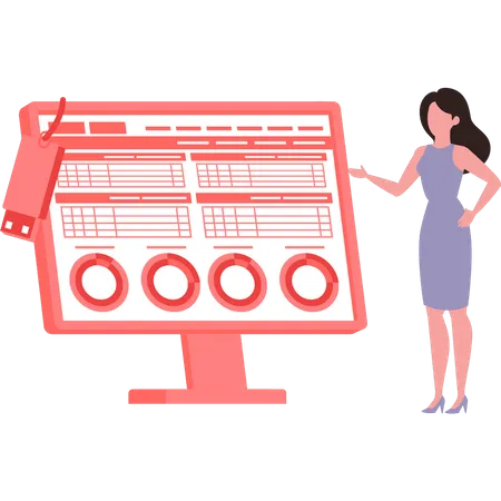 Mädchen sucht nach Systemupdates  Illustration