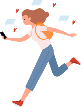 Mädchen süchtig nach Smartphone  Illustration