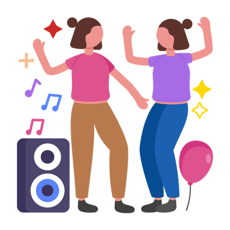 Mädchen tanzen auf der Party  Illustration