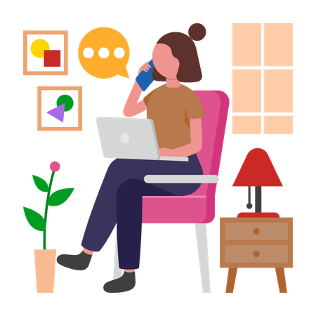 Mädchen telefoniert  Illustration