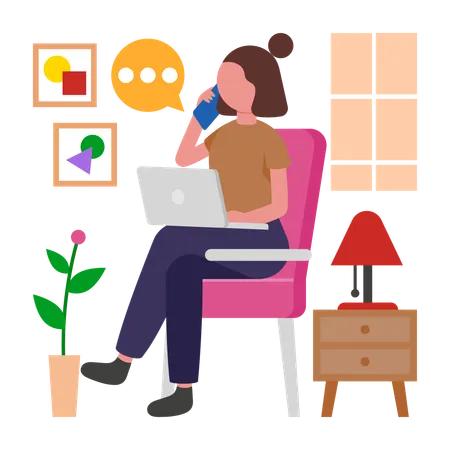 Mädchen telefoniert  Illustration