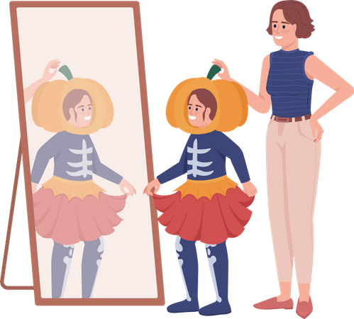Mädchen trägt Halloween-Kostüm  Illustration