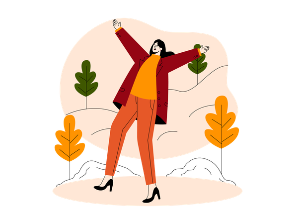 Mädchen trägt Herbstkleidung  Illustration