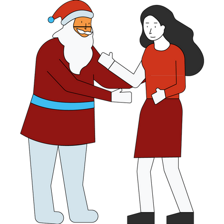 Mädchen trifft Weihnachtsmann  Illustration