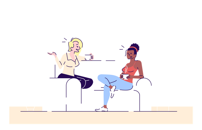 Mädchen trinken Getränke zu Hause  Illustration