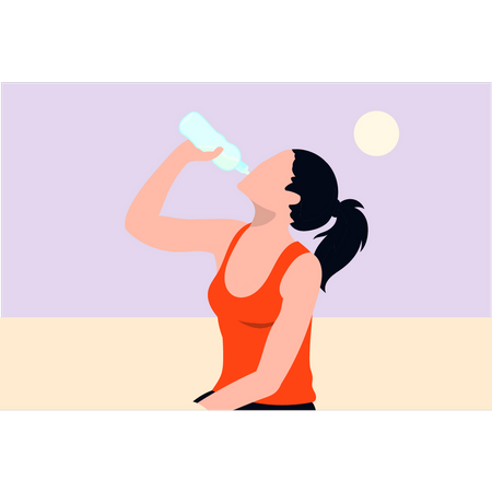 Mädchen trinkt einen Fitnessdrink  Illustration