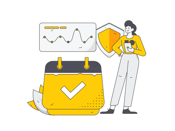 Mädchen überprüft Geschäftskalender  Illustration