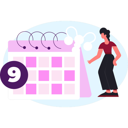 Mädchen überprüft Perioden in der Anwendung  Illustration
