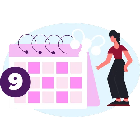 Mädchen überprüft Perioden in der Anwendung  Illustration