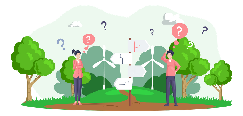Mädchen und Junge verloren ihre Orientierung  Illustration