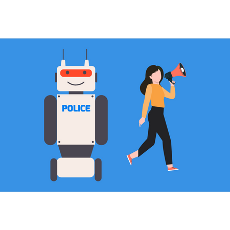 Mädchen vermarktet die Roboterpolizei  Illustration