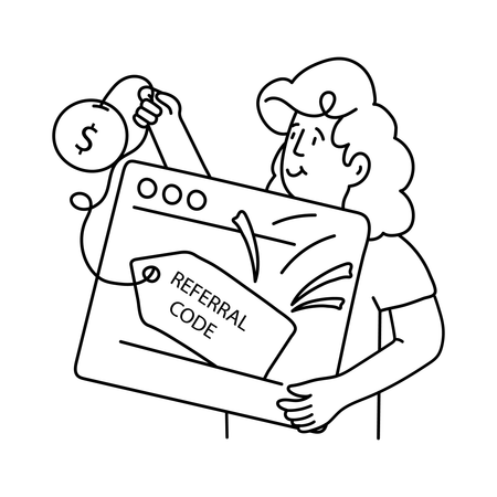 Mädchen verwendet Empfehlungscode  Illustration