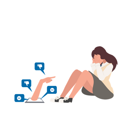 Mädchen wird im Internet gemobbt  Illustration