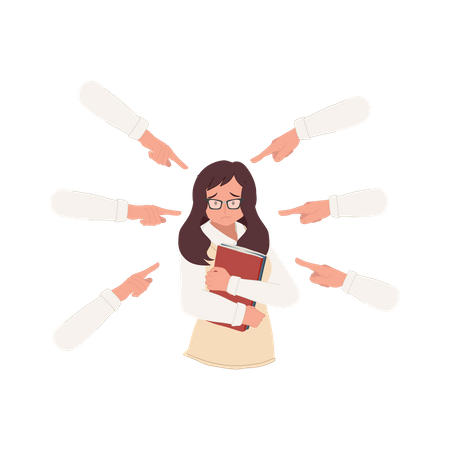 Mädchen wird in der Schule gemobbt  Illustration