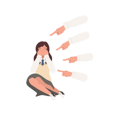 Mädchen wird von Leuten gemobbt  Illustration