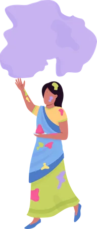Mädchen wirft lila Farbe  Illustration